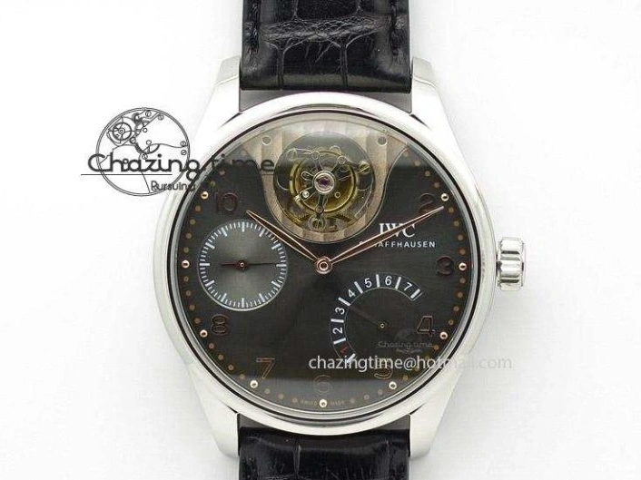 MIROTIME 0601 Breathable Portuguese Tourbillon Mystere SS TF Best Edition White Dial on Black Croc Leather Strap 7384